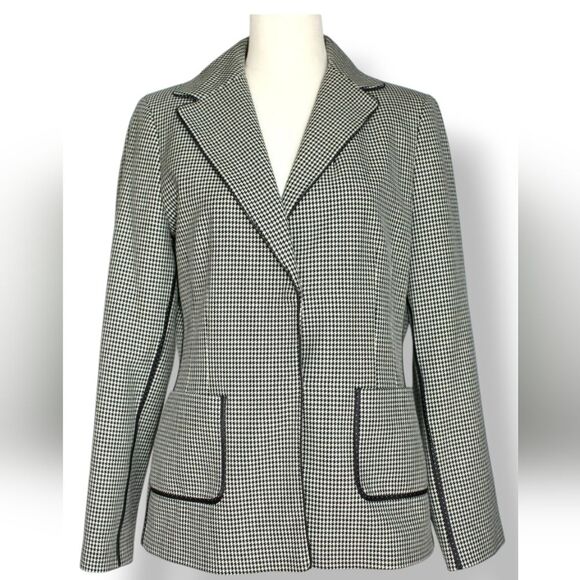 Vintage 90s Y2K Liz Claiborne Houndstooth and Polka Dot Blazer Jacket Size 4 - Picture 1 of 9